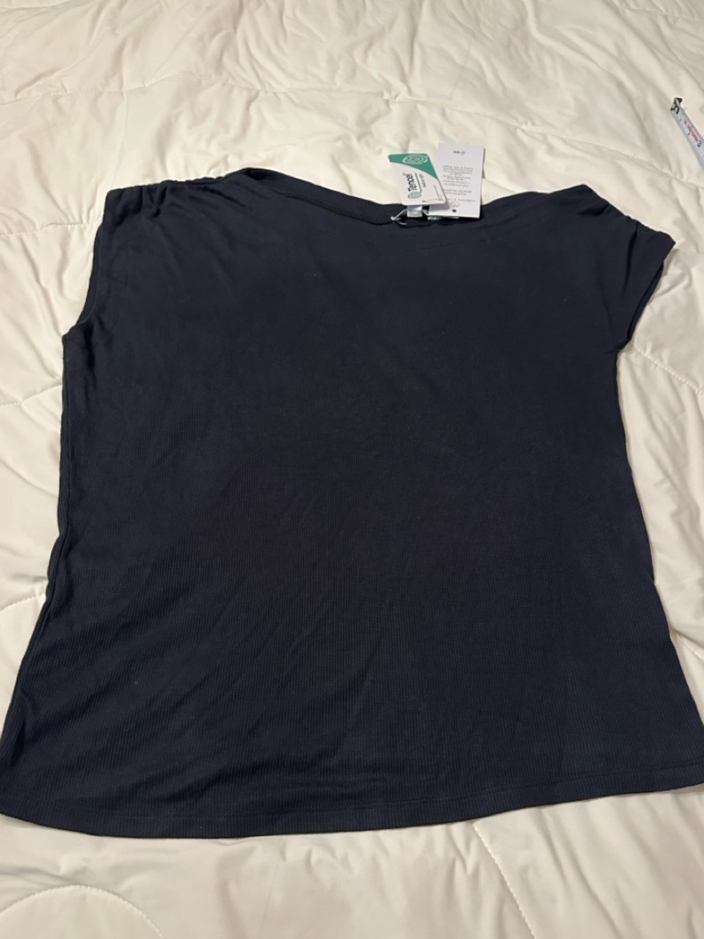 Threads 4 Thought Black Leoni Off-Shoulder Ribbed Tee - NWT - Size L - Picture 4 of 12